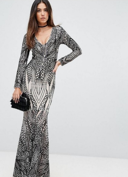 club L Dresses & Skirts - Black sequin nude dress gown S 4-6 Prom pageant